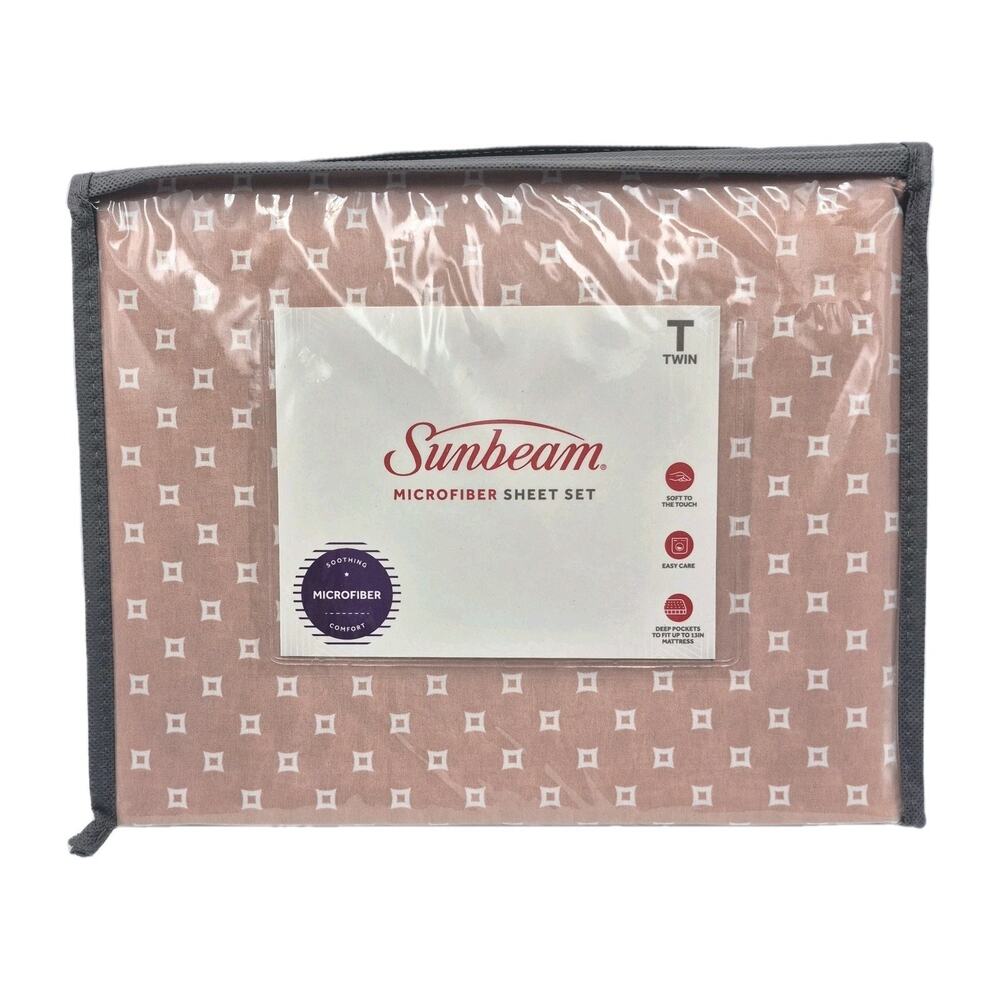 Sunbeam Etta Dusty Rose Microfiber Twin Sheet Set NEW